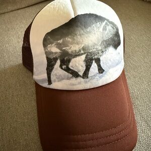 Brown Trucker Hat with Buffalo Print
